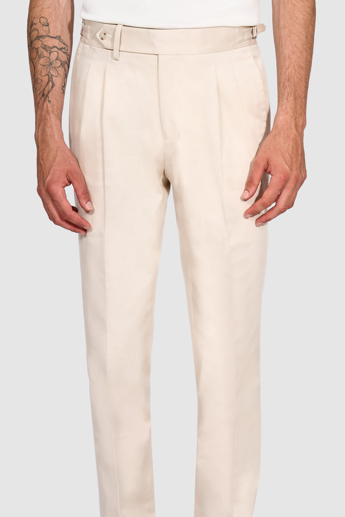 New Suitsupply Braddon Light Brown Cotton Stretch Double Reverse Pleat Pants - Waist Size 30, 36, 38, 40, 42
