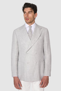 New Suitsupply Havana Light Gray Linen, Wool, Mulberry Silk DB Zegna Blazer - 36R, 38S, 38R, 40S, 40L, 44L