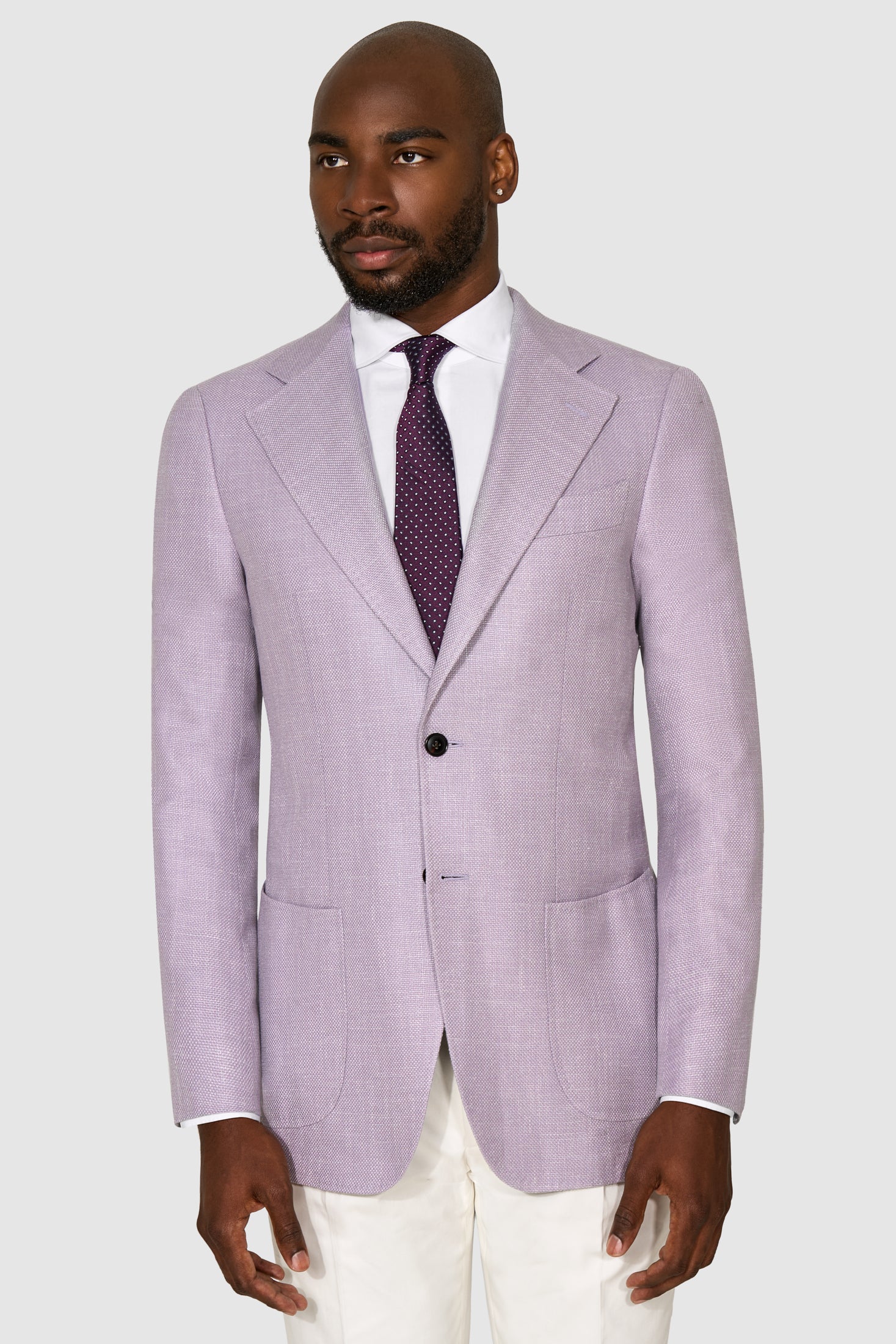 New Suitsupply Havana Lilac Wool, Silk, Linen, Cashmere Wide Lapel Blazer - Size 40L