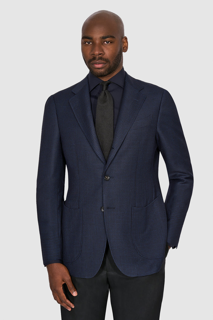 New Suitsupply Havana Navy Houndstooth Wool and Mohair Half Lined Blazer - Size 36R and 40R