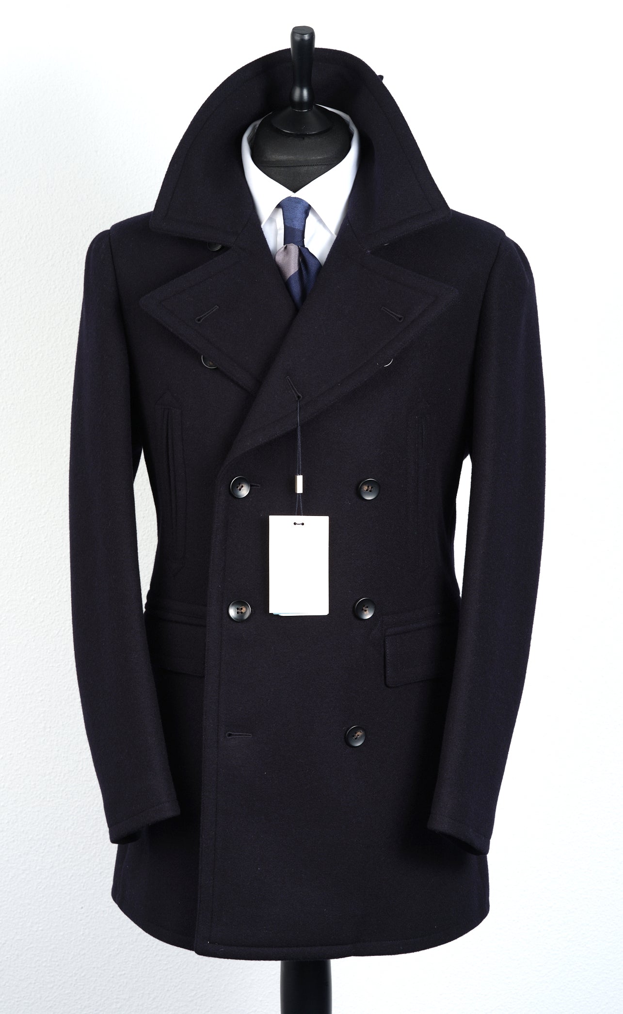 New Suitsupply Phoenix Navy Blue Pure Wool DB Peacoat - Size 38R