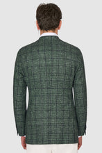 Load image into Gallery viewer, New SUITREVIEW Elmhurst Peak Green/Blue Check Wool, Silk, Linen Blazer - Size 38L and 44R