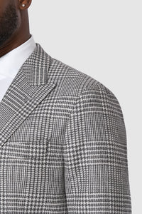 New SUITREVIEW Elmhurst Off White Storm Gray Check Wool and Silk Suit - Size 40R (Relaxed Fit)