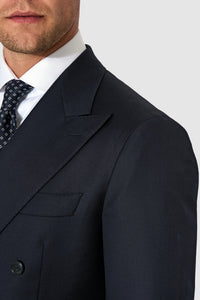 New SUITREVIEW Elmhurst Midnight Blue Pure Wool Super 110s DB Suit - Size 40R and 46R