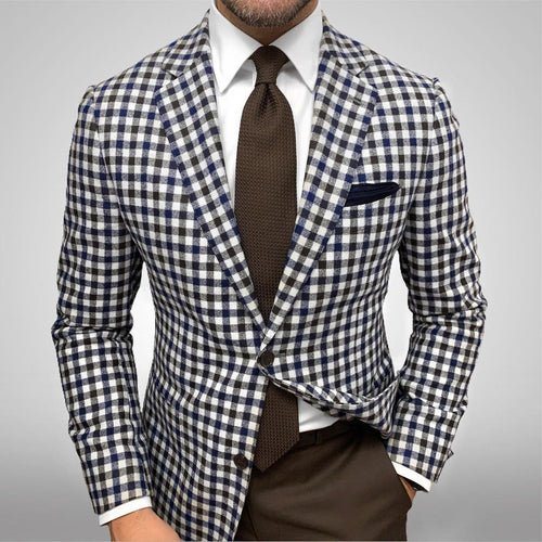 New SUITSUPPLY Havana Blue Check Wool and Cashmere Blazer - Size 36S
