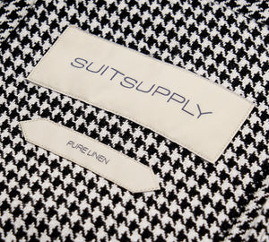 New Suitsupply Sahara Black Houndstooth Pure Linen Safari Jacket - Size 38R and 44R